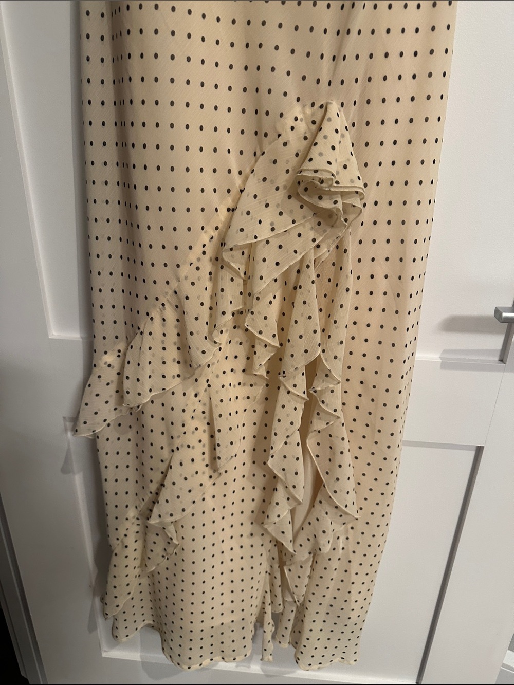 Dynamite Cream Polka Dot Maxi Dress with Ruffle Trim - Picture 3 of 5
